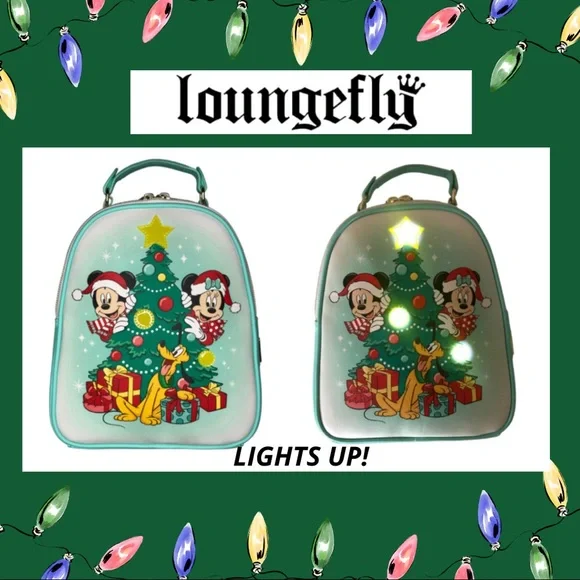 24HR DROP ⬇️ ⚡️Loungefly Mickey light up Christmas back Pack Loungefly Mickey Mouse & Friends Holiday Lights Light-Up  main image 2